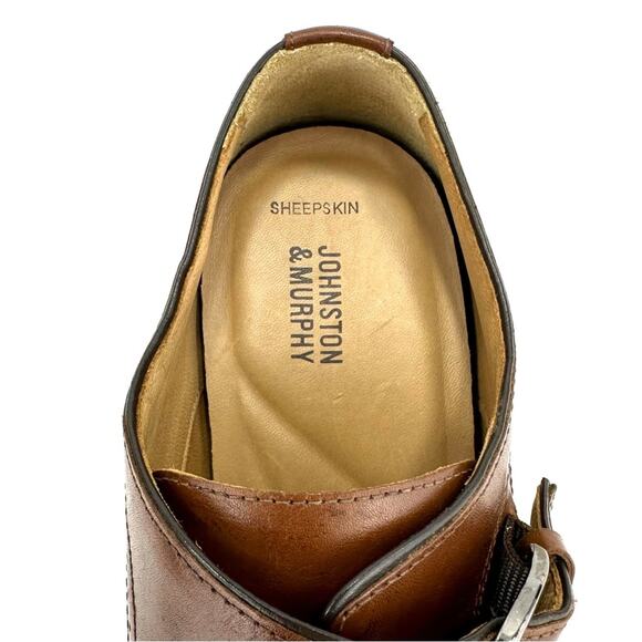 Johnston & Murphy Men Monk Strap Dress Shoes Sz 11M McClain Brown Leather Almond - Picture 10 of 14
